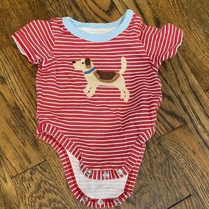 Mud Pie Red Striped Dog Bodysuit